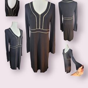 Gothy Black Dress with Cream Trim